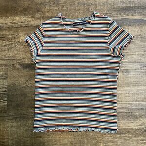 Brandy Melville Womens‎ XS Extra Small Rainbow Stripes Ribbed Cropped